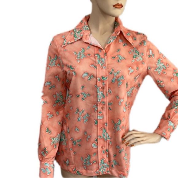 Vintage 70s Polyester Button Down Shirt - Picture 6 of 15